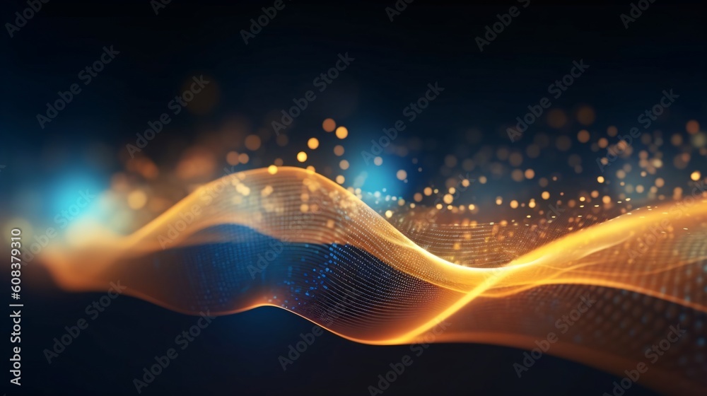 Poster abstract futuristic background with glowing neon lines. generative ai