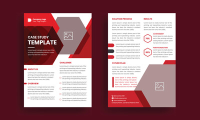 Case study template. Business case study booklet with creative layout. Double side flyer design