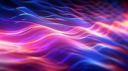 Obraz premium Abstract futuristic backgrround with glowing neon lights. Lines and curves. Generative AI