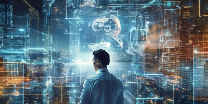 K&uuml;nstliche Intelligenz mit Mensch und Maschine integriert, ai generativ