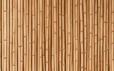 Fototapeta premium Dry bamboo stems. bamboo fence, decorative scenic background. Generative AI 