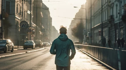 Foto op Aluminium Person in city jogging © XtravaganT