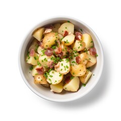 German Potato Salad isolated on white background. Generative AI