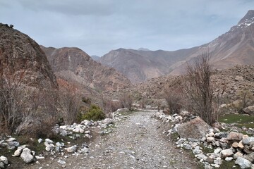 The Fann Mountains  in western region of Tajikistan - 608381549