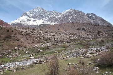The Fann Mountains  in western region of Tajikistan - 608381551