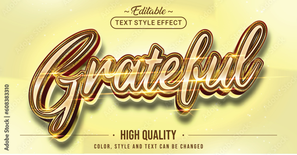Poster Editable text style effect - Grateful text style theme.