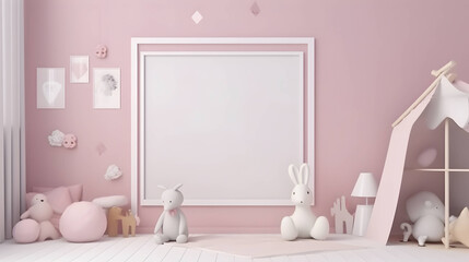 Minimalist Interior of modern living room 3D rendering, generative ai