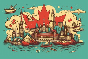 Obraz na płótnie Canvas Canada Day illustration. Generative AI