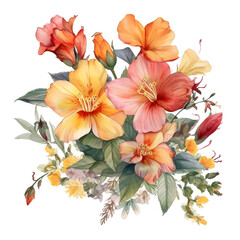 Watercolored Bouqet of Flowers as PNG Generative AI