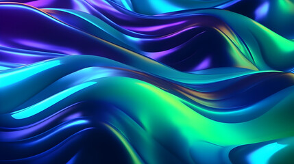 Neon purple green abstract background with waves