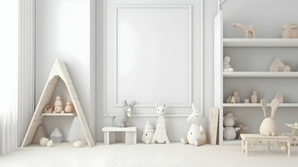 Fototapeta na wymiar Minimalist Interior of modern living room 3D rendering, generative ai