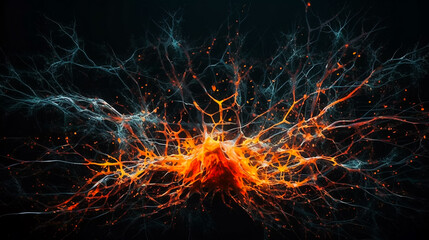 Brainwaves in Motion.  Active Neuronal Network.  AI Generated
