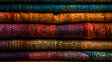 Colorful Cloth Collection . Multicolored Textile Assortment . AI Generated