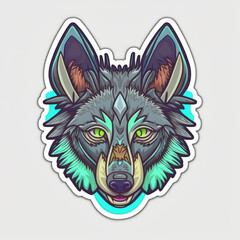 Striking Wolf Sticker with Wilderness Vibes and Vibrant Background, Generative AI