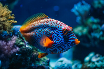 Obraz na płótnie Canvas Life of the underwater world. Colorful tropical fish. AI Generated