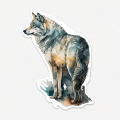 Striking Wolf Sticker with Wilderness Vibes and Vibrant Background, Generative AI
