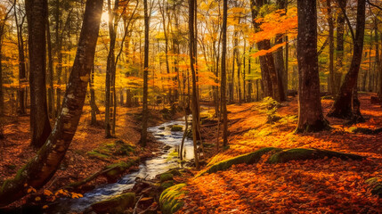 Fototapeta na wymiar Mesmerizing Autumnal Landscape. AI Generated