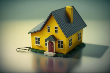 Fototapeta na wymiar Miniatur Haus in gelb, ai generativ