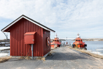 Hailuoto harbour area at spring time