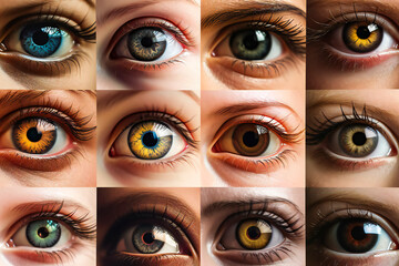 set of  real eyes closeup. AI Generated