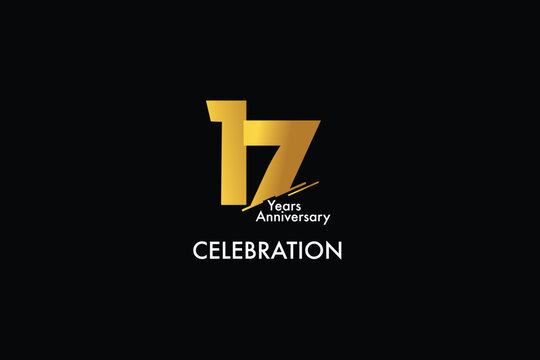 17th, 17 years, 17 year anniversary gold color on black background abstract style logotype. anniversary with gold color isolated on black background, vector design for celebration vector