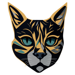 Abstract shape of a cat face. Vector illustration. T-shirt print. White background. Mosaic style