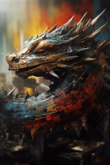 oil painting de dragon. ilustración de ia generativa