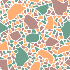 Vector abstract seamless pattern. Terrazzo floor tile imitation, stone texture. Trendy design for fabric, wrapping, backgrounds, wallpaper, textile.