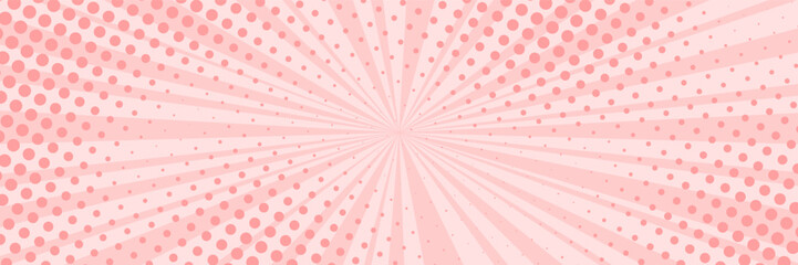 Vector background in comic book style with sunburst rays and halftone. Retro pop art design. - 608391181