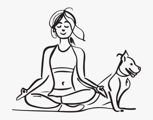 Yoga line art vector silhouette  