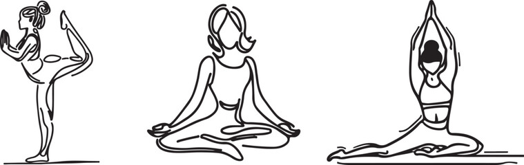 Yoga line art vector silhouette  