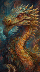 Naklejka premium oil painting de dragon. ilustración de ia generativa