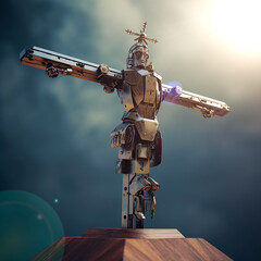 Robot Jesus on the cross