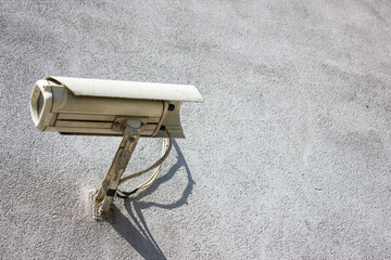Live surveillance camera. Surveillance camera on the building. Old online surveillance camera,...