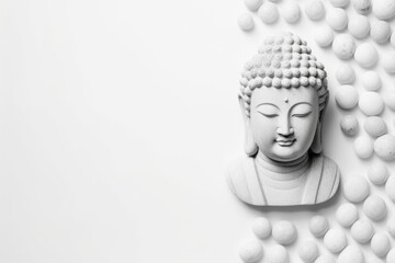 A Buddha statue against a bright background, with space for design elements or text, generative AI