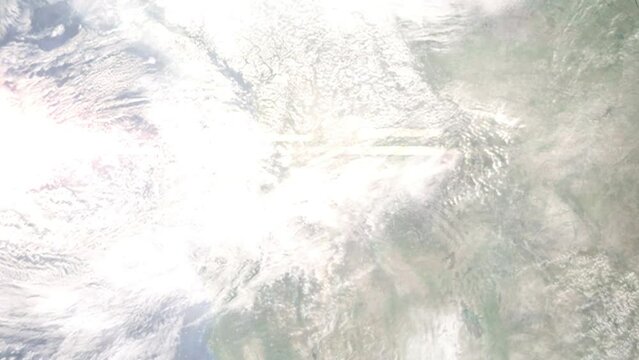 Zoom in from space and focus on Hermiston, Oregon, USA. 3D Animation. Background for travel intro. Elements of this image furnished by NASA