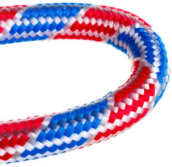 rescue towing belt with a metal hook on a fabric background