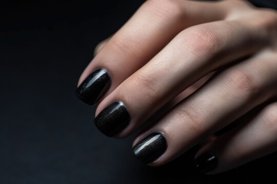 Male manicure with black nail polish, close up Generative AI