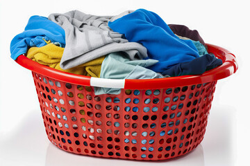 Laundry basket with clothes, generative ai