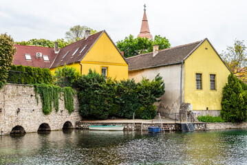 Lake in centre of Tapolca town. Tapolca is a small town in Hungary, close to Lake Balaton.