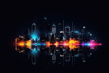 Fototapeta na wymiar Abstract night light city. AI