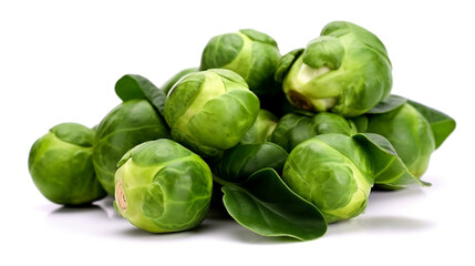 Brussel sprouts, isolated on white background. Generative ai
