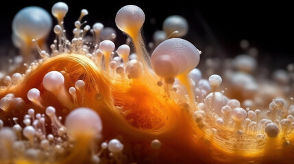 Captivating Super Macro: Absorption of Soap Foam. Generative AI