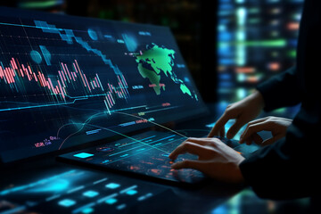 Businessman Analyst Working with Digital Finance: Empowering Financial Strategies - Generate IA