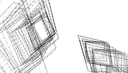 Modern architecture building 3d rendering