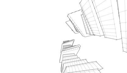 Modern architecture building 3d rendering