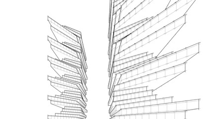 Obraz premium Modern architecture building 3d rendering