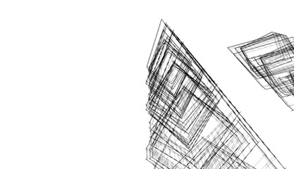 Modern architecture building 3d rendering