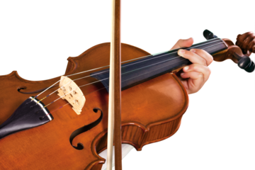 Hand playing on classic string musical instrument Violin