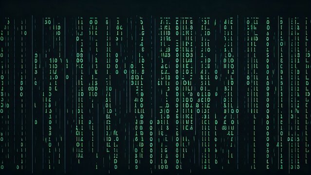 Matrix style background green light trails binary numbers columns